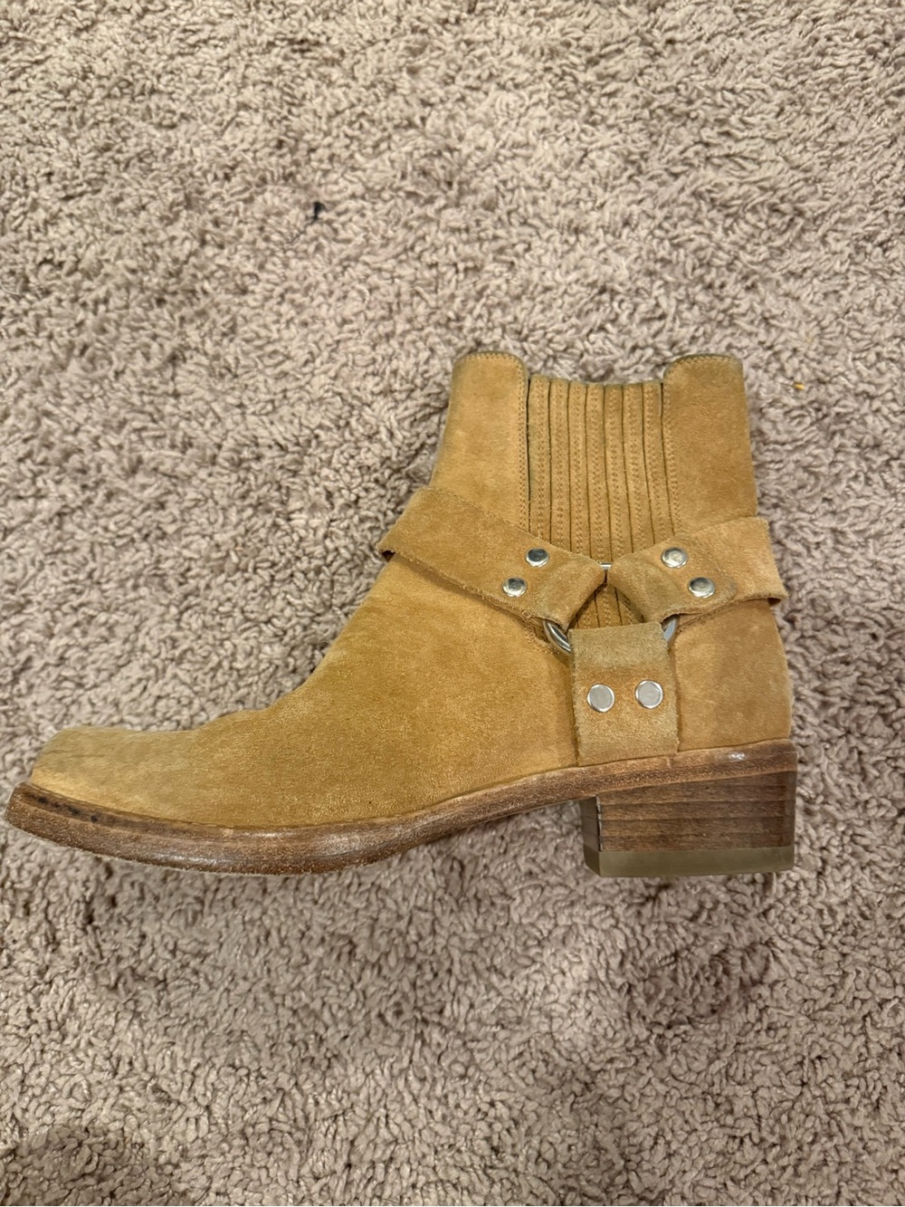 Re/Done Suede Harness Chelsea Boot in Caramel